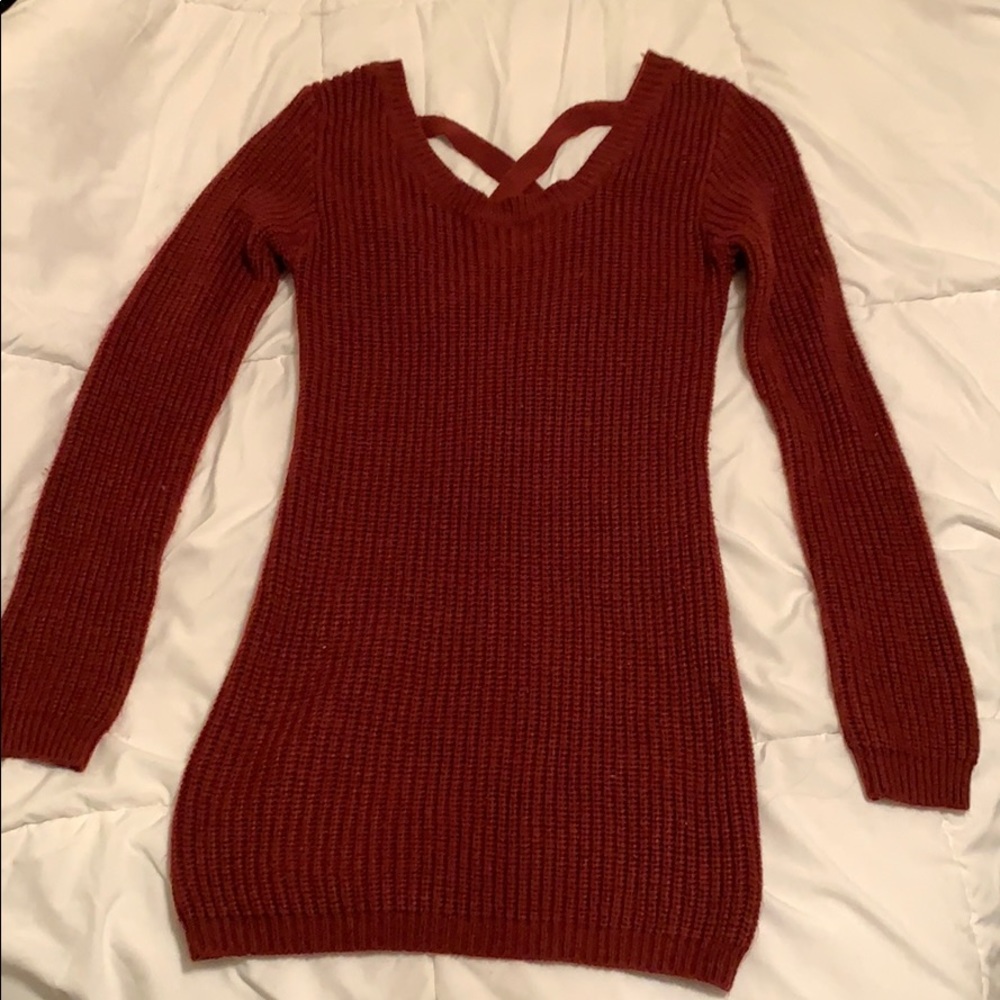 criss cross back tunic sweater